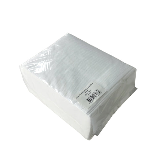 Luxury Nonwoven Embossed Disposable Towel White Pack 50 - Case of 12