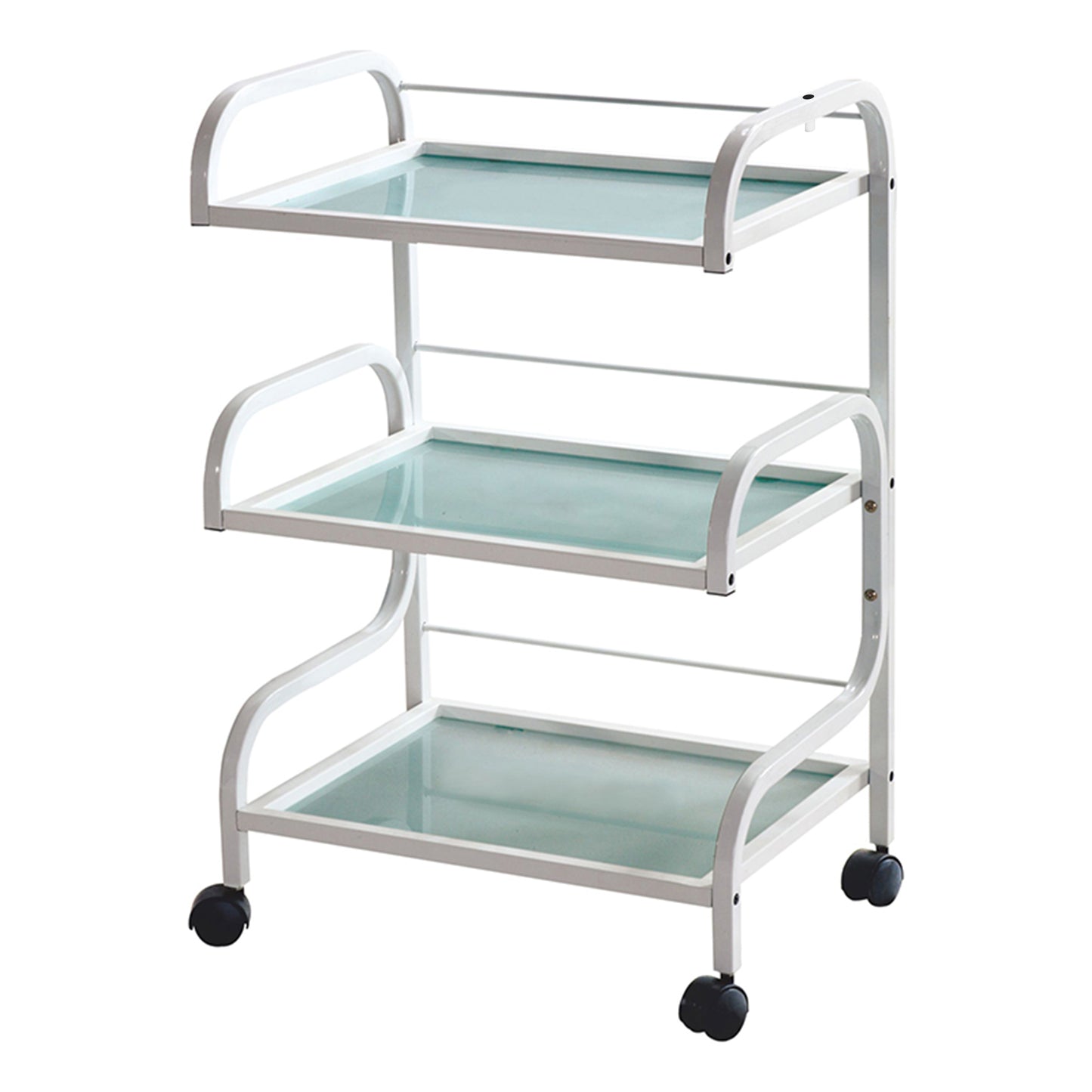 Trolley With Glass Shelves and Top Guard Rail