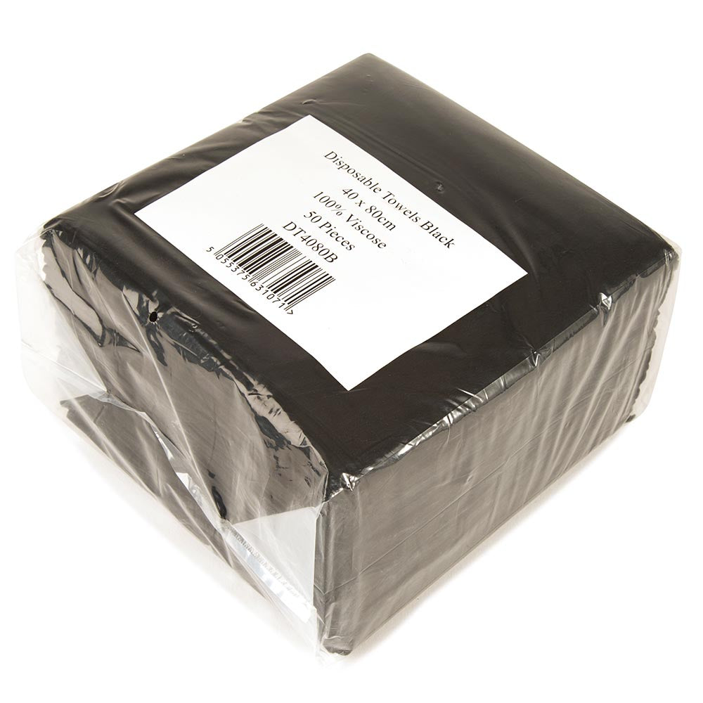 Nonwoven Disposable Towel Black Pack 50 - Case of 12